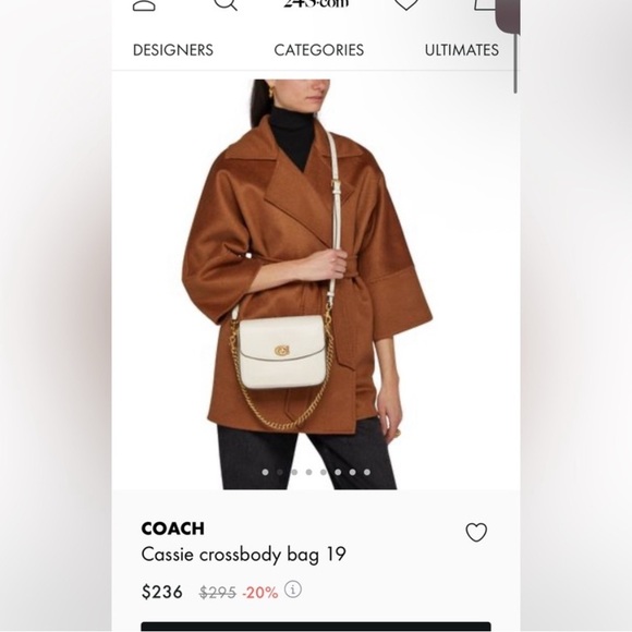 Coach Cassie 19 Cream Leather Shoulder Bag - Picture 8 of 8